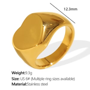 1 Piece Simple Series Simple Heart Stainless Steel  Gold Color Women's Single Rings h5 